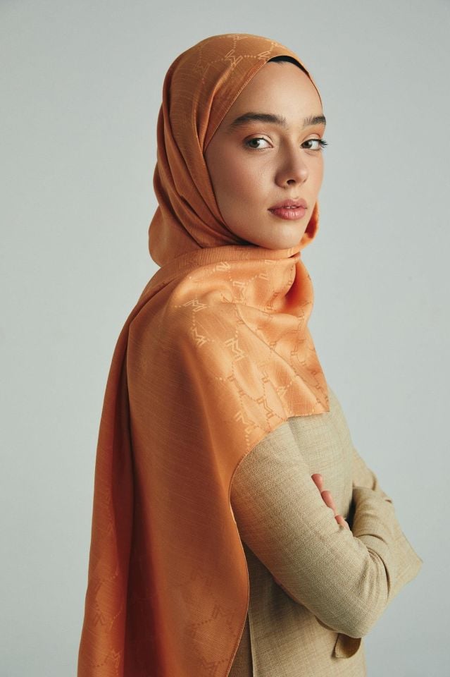 Maisa NEDA PAMUK İPEK ŞAL 70*190 CM - AÇIK TURUNCU