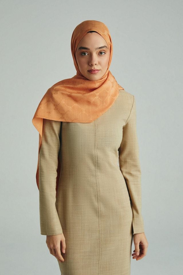 Maisa NEDA PAMUK İPEK ŞAL 70*190 CM - AÇIK TURUNCU
