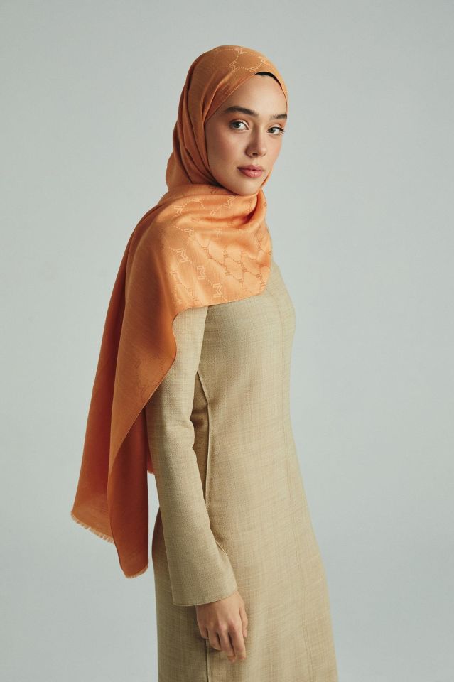 Maisa NEDA PAMUK İPEK ŞAL 70*190 CM - AÇIK TURUNCU