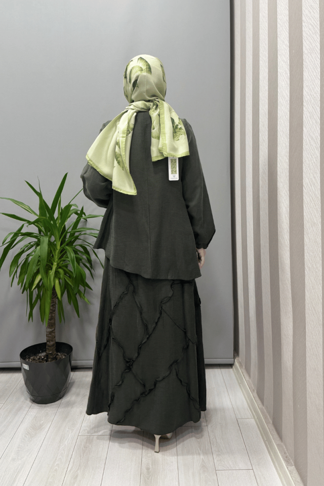 Misswhence Çıtçıtlı Patchwork Takım Haki 37305