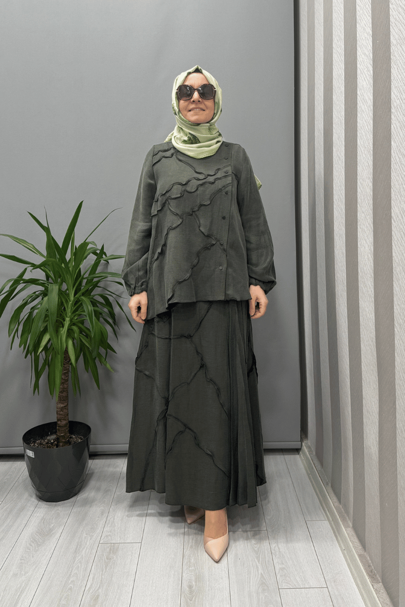 Misswhence Çıtçıtlı Patchwork Takım Haki 37305