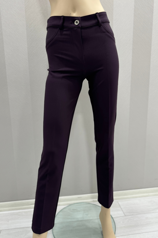 MissWhence Cigarette Pants-Eggplant Purple 24104