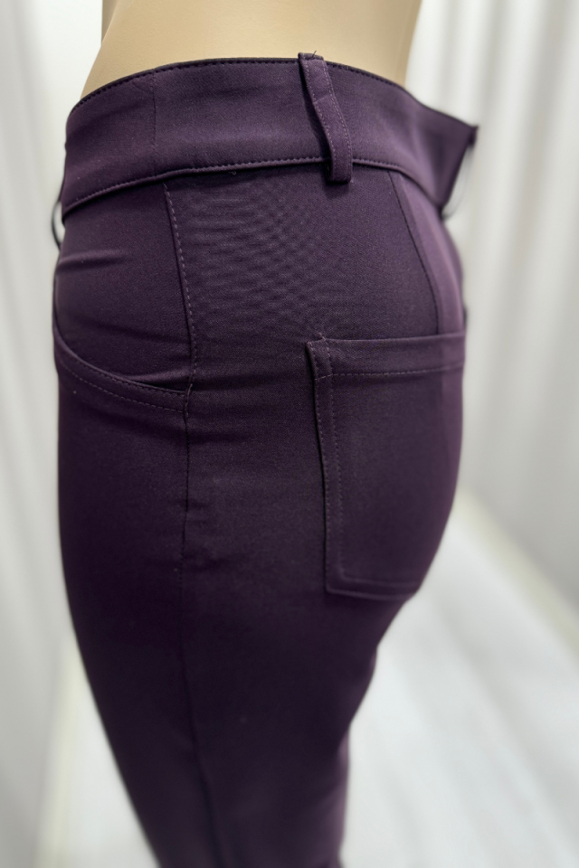 MissWhence Cigarette Pants-Eggplant Purple 24104