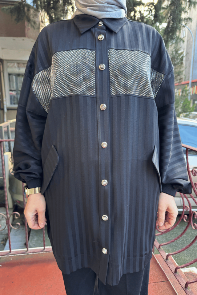 Ghisa Taş Detaylı Ceket Siyah 5KGSCKT3861