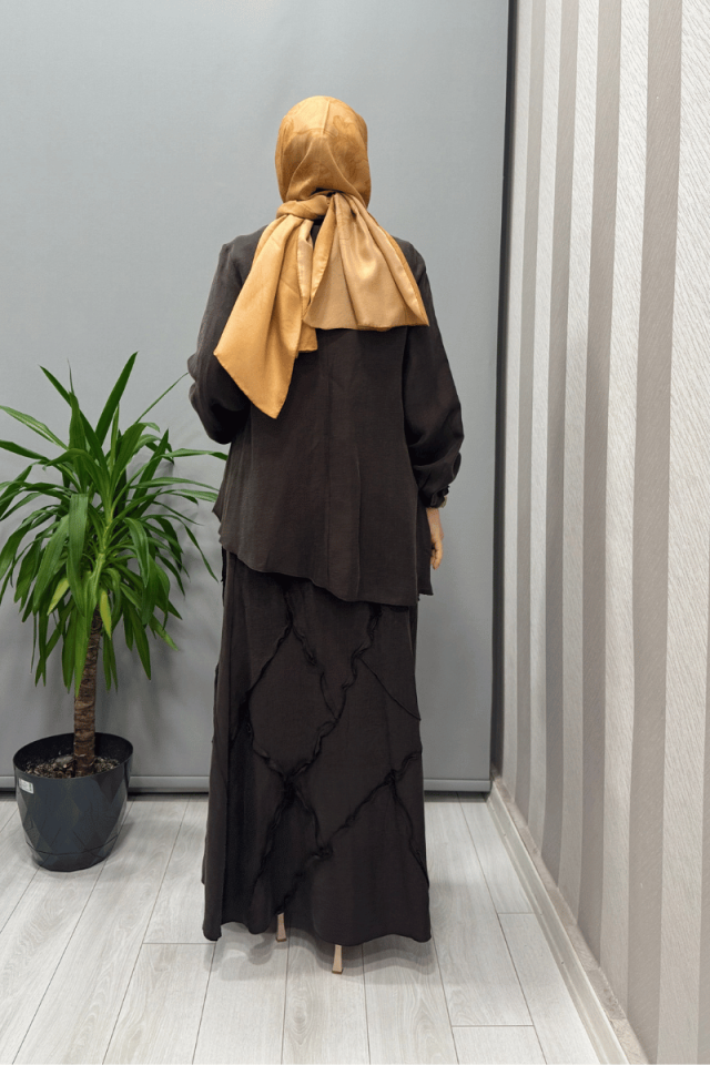 Misswhence Çıtçıtlı Patchwork Takım Kahve 37305