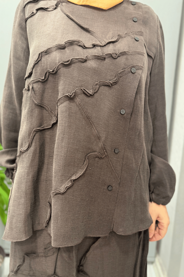 Misswhence Çıtçıtlı Patchwork Takım Kahve 37305