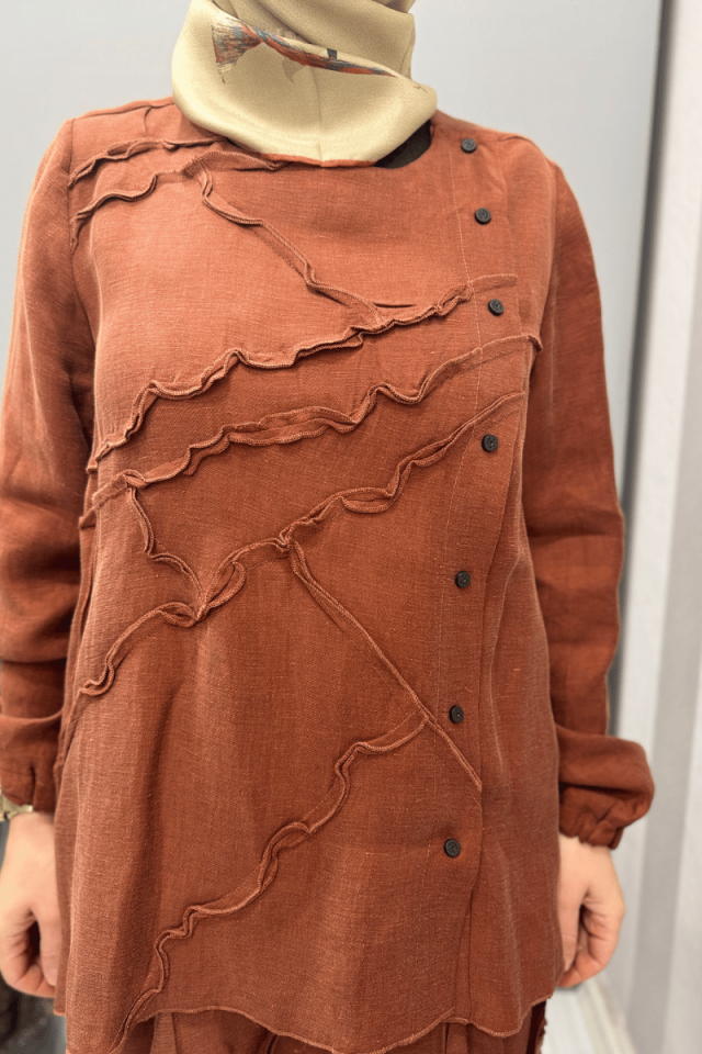 Misswhence Çıtçıtlı Patchwork Takım Turuncu 37305