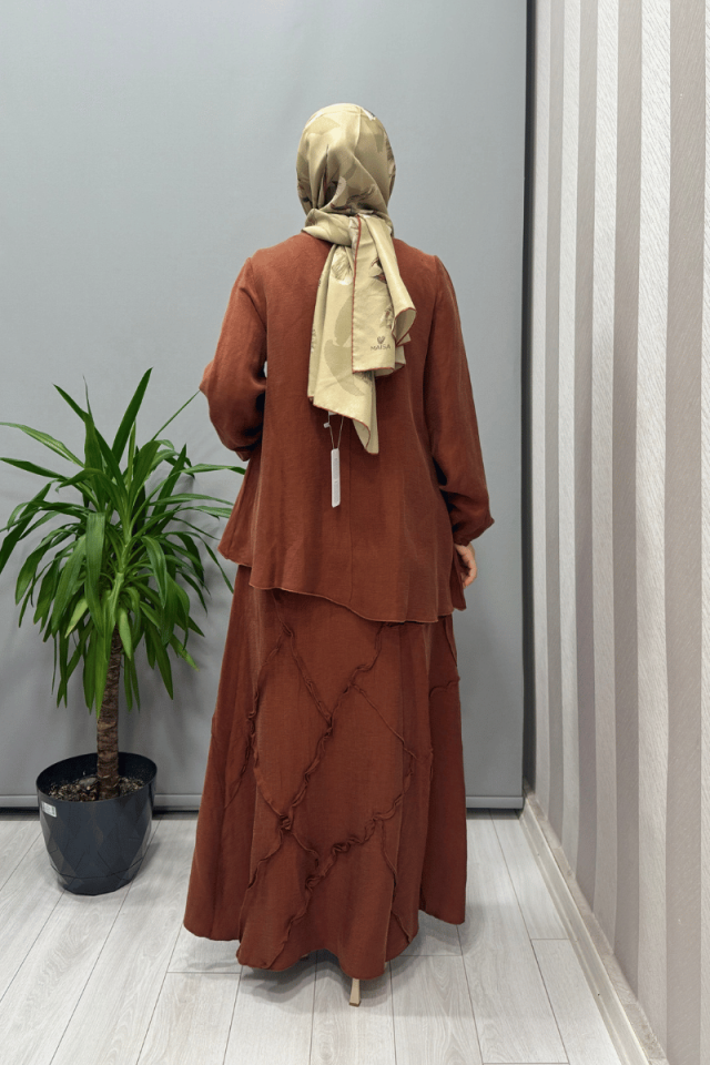 Misswhence Çıtçıtlı Patchwork Takım Turuncu 37305