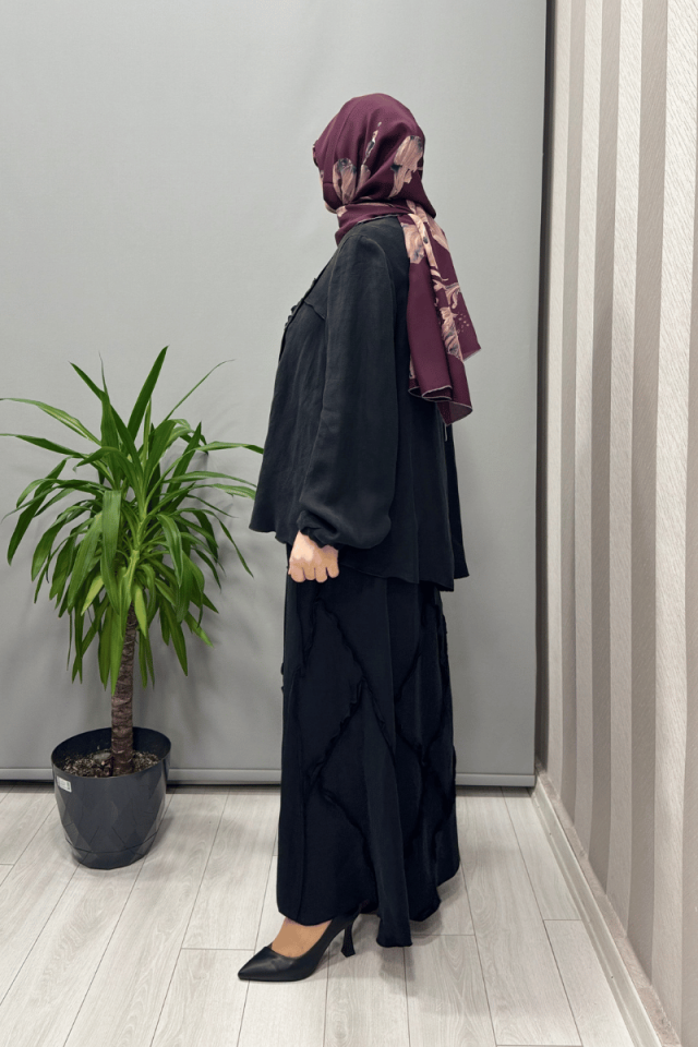 Misswhence Çıtçıtlı Patchwork Takım Siyah 37305