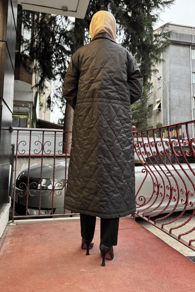 Miss Dalida Baklava Dilimli Trençkot Siyah T25K-8021