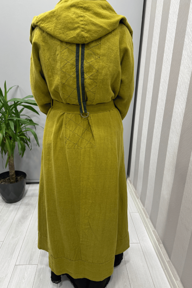 Misswhence Kapüşonlu Keten Kap Yeşil 37401