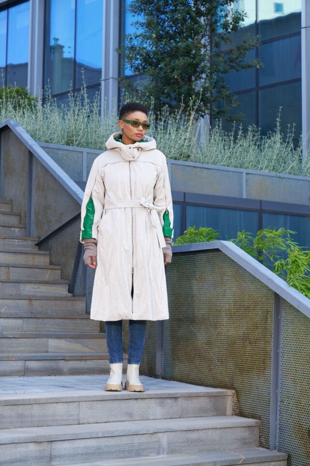 Misswhence Sleeve and Chest Zipper Detailed Hooded Coat 34400