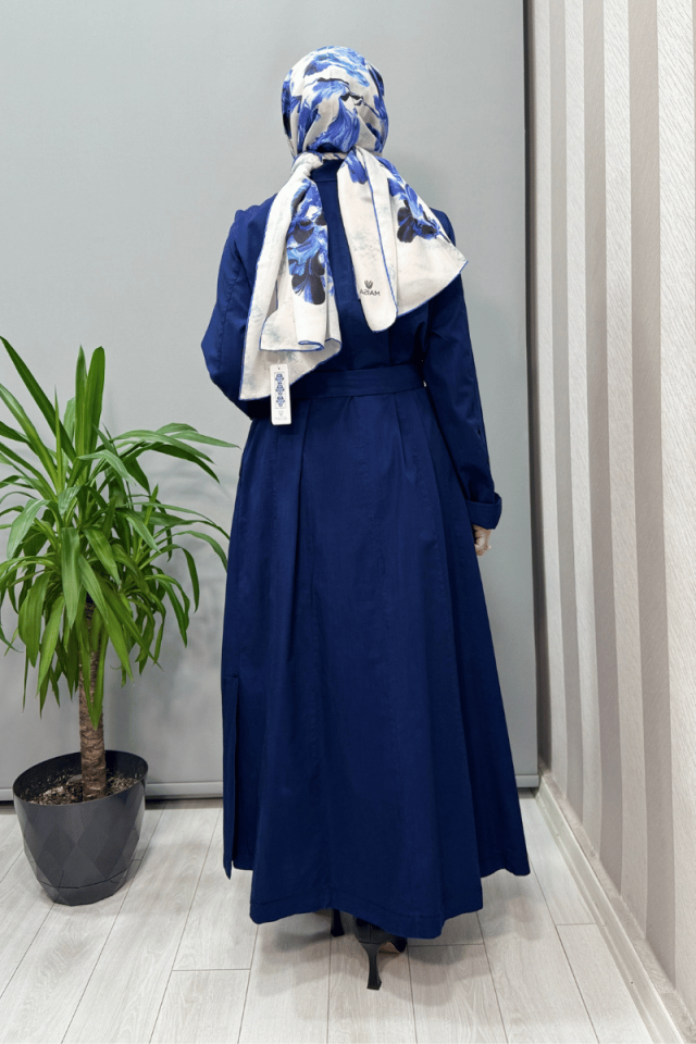 Misswhence Nakış Detaylı Denim Pardesü Lacivert 37501