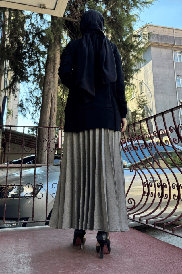MissWhence Fermuarlı Triko Tunik Siyah 36013