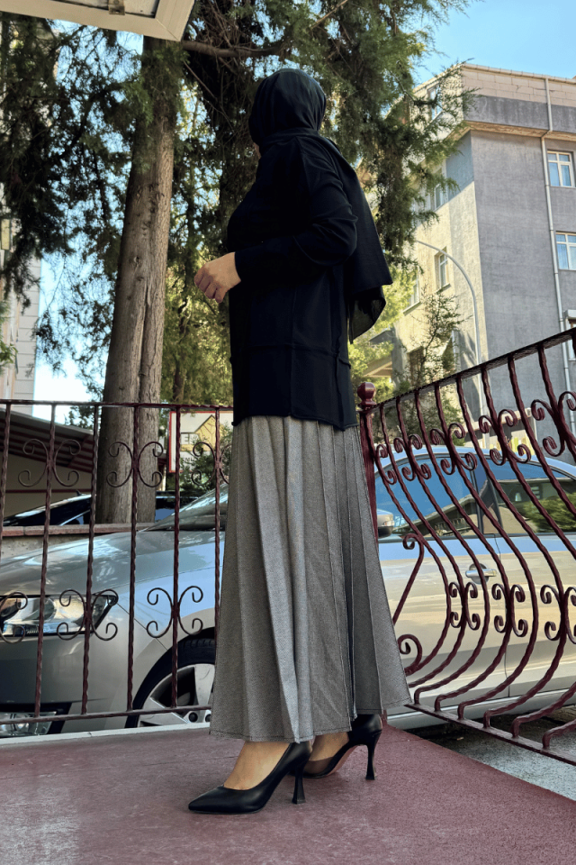MissWhence Fermuarlı Triko Tunik Siyah 36013