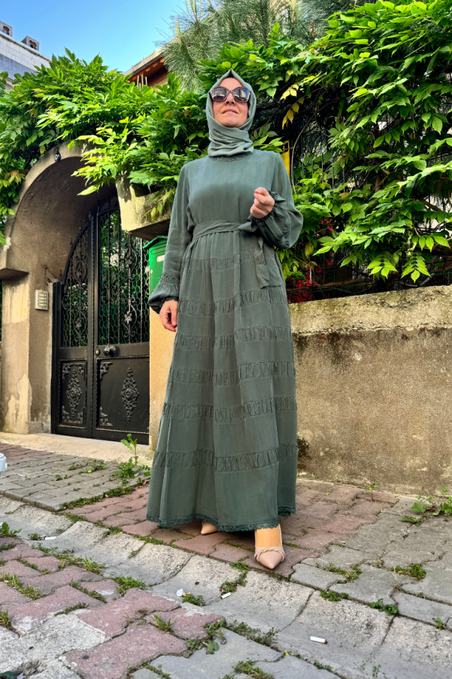 Misswhence Silk Dress Green 35830