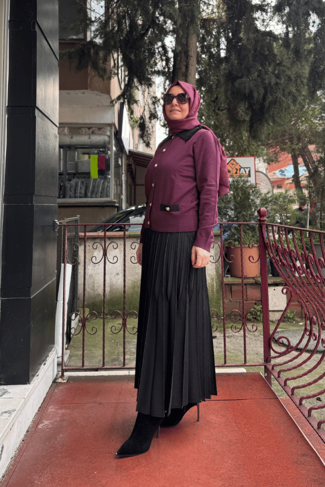 Ghisa Triko Hırka Mürdüm 5KOBHRK3048