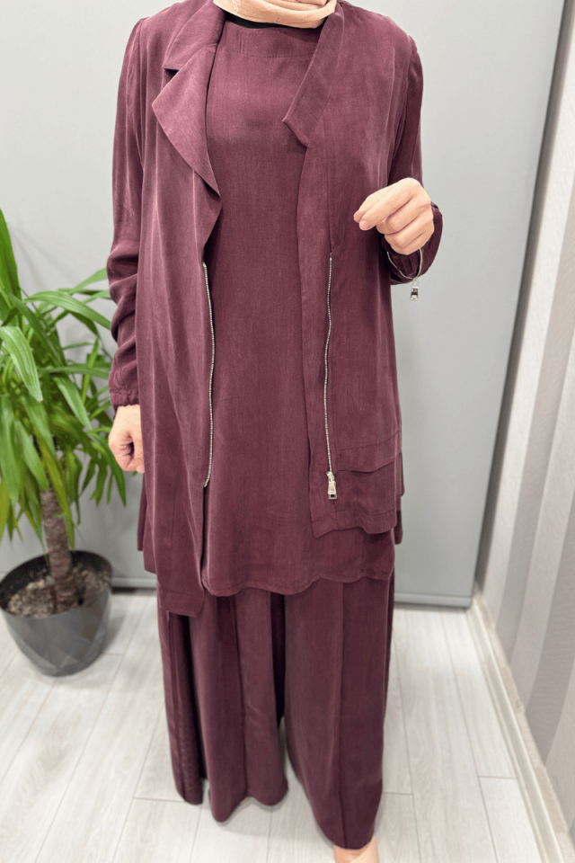 Misswhence İpek Üçlü Takım Bordo 37205