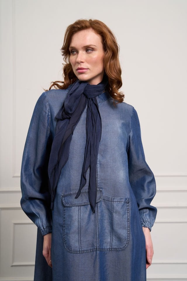 Misswhence Tencel Kot Elbise Lacivert 37804