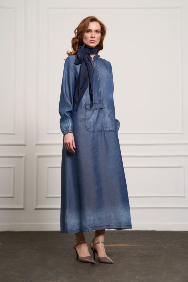 Misswhence Tencel Kot Elbise Lacivert 37804