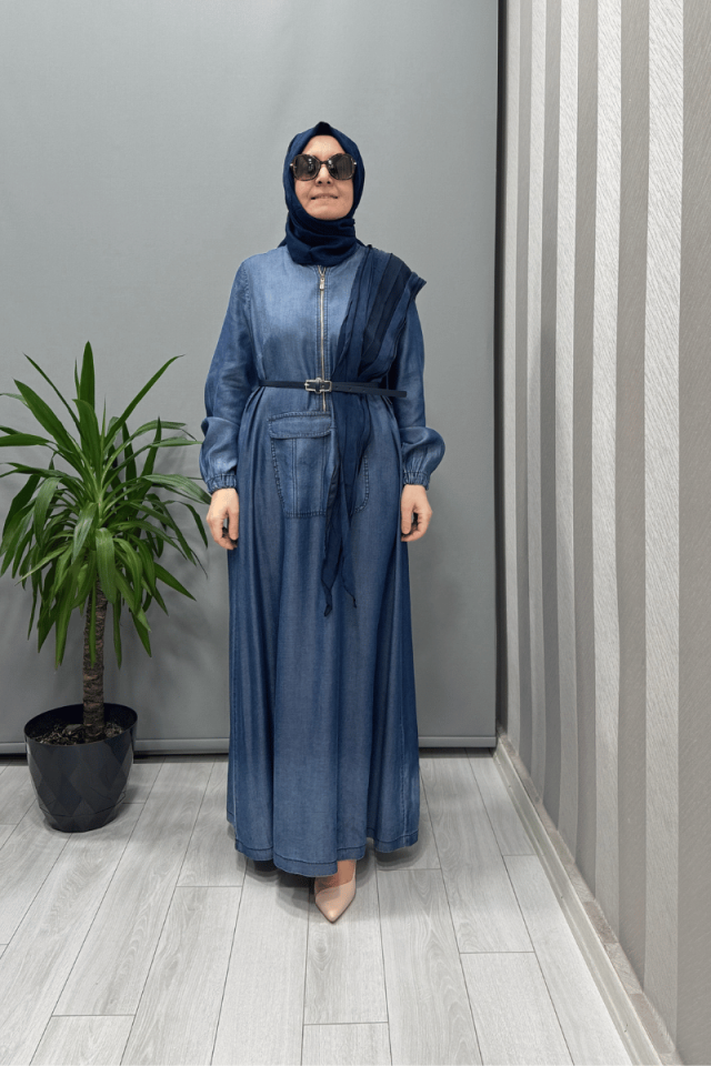 Misswhence Tencel Kot Elbise Lacivert 37804