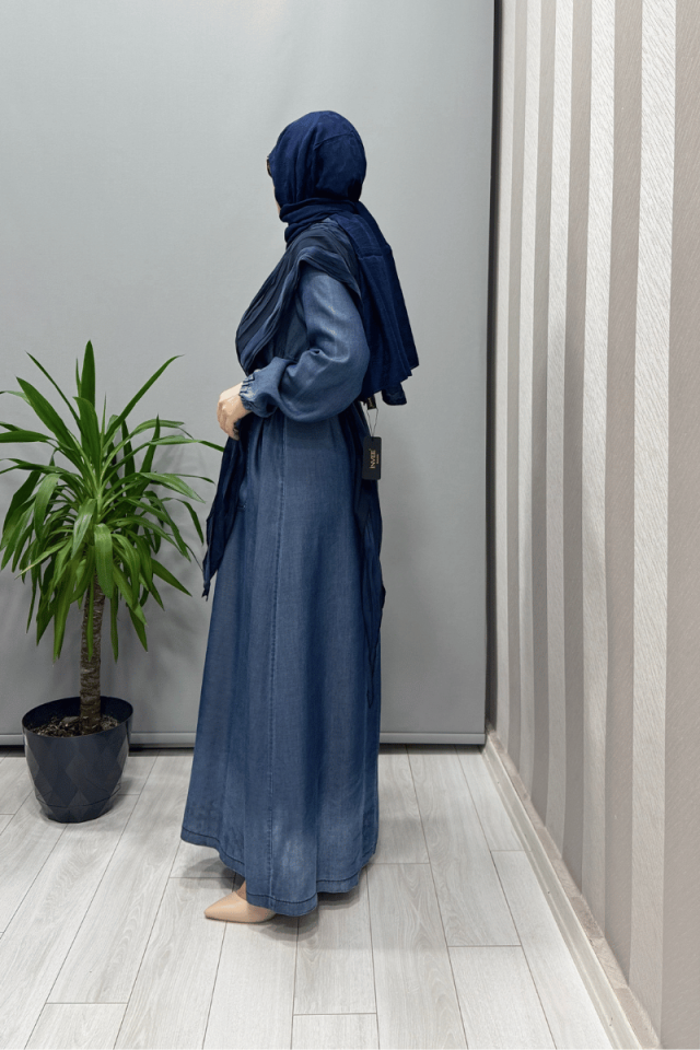 Misswhence Tencel Kot Elbise Lacivert 37804