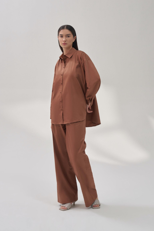 QOOQ Baz Pantolon Kahve 24SS301