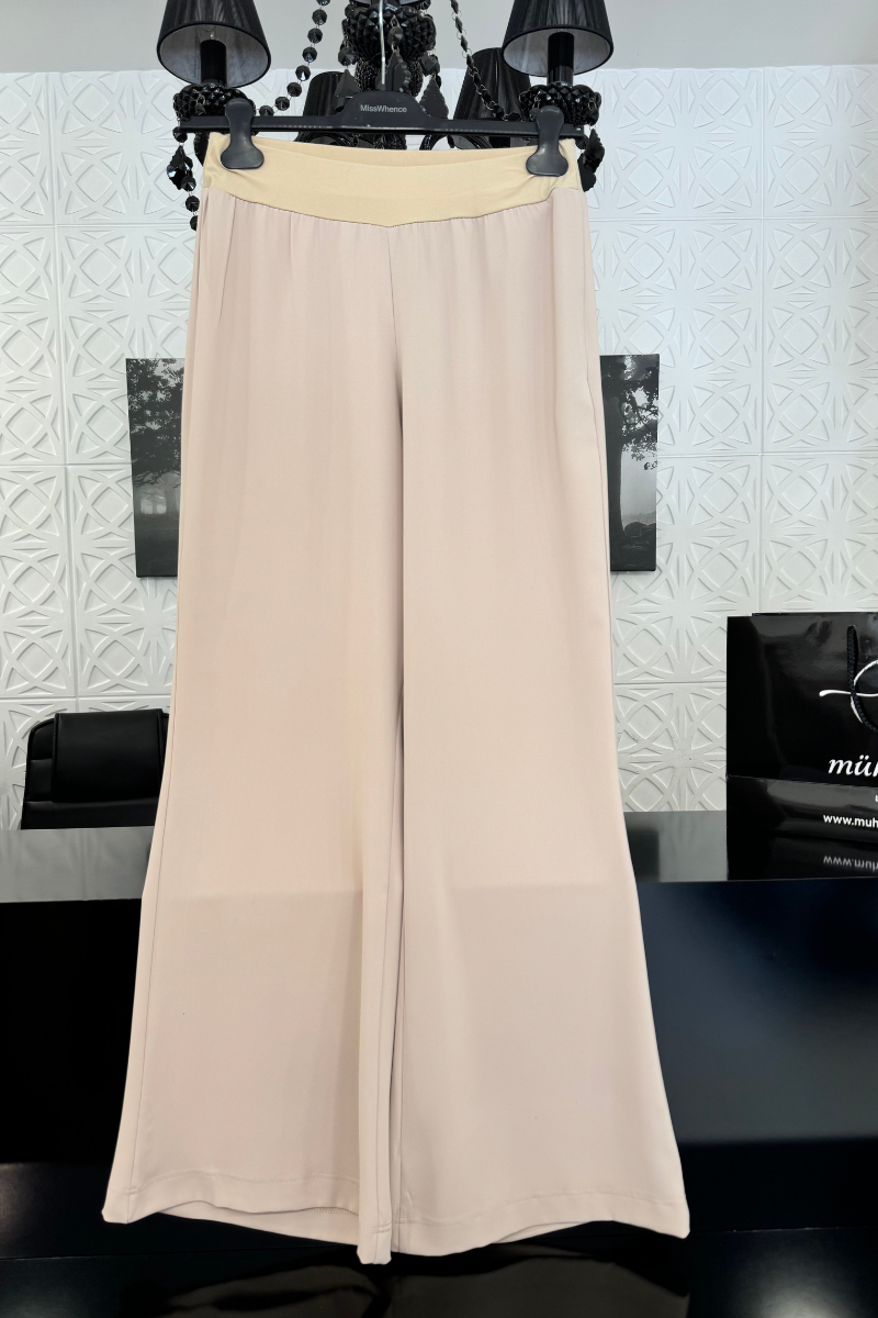MissWhence Bol Paça Krep Pantolon Taş 35130