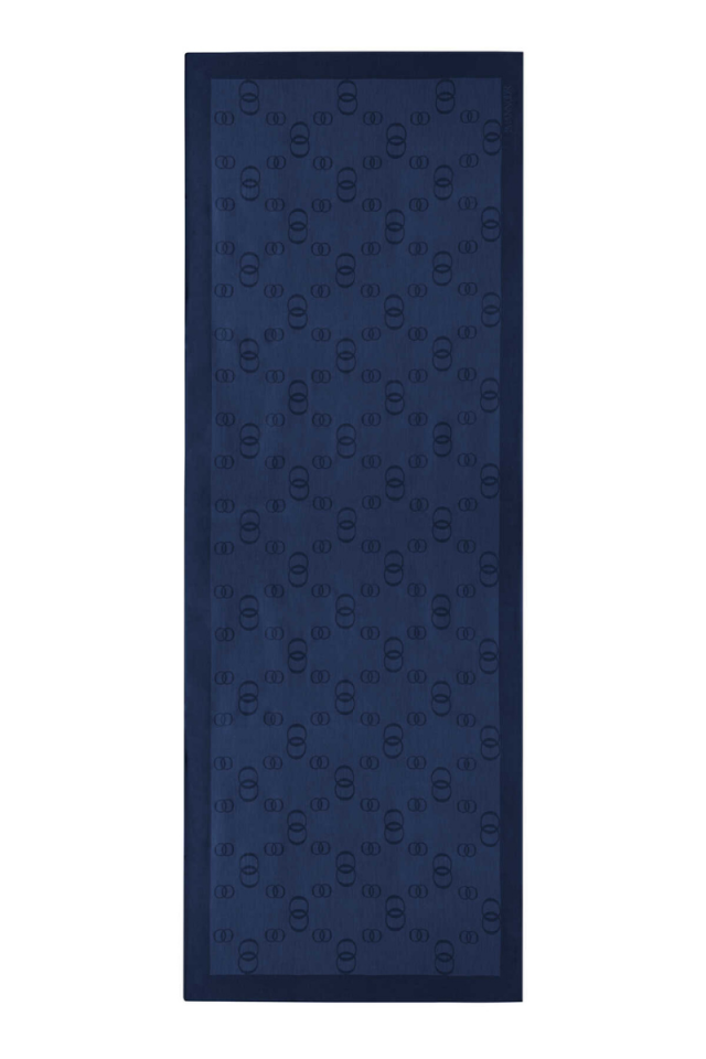 Imannoor Chain Square Navy Blue Cotton Silk Shawl 70x210