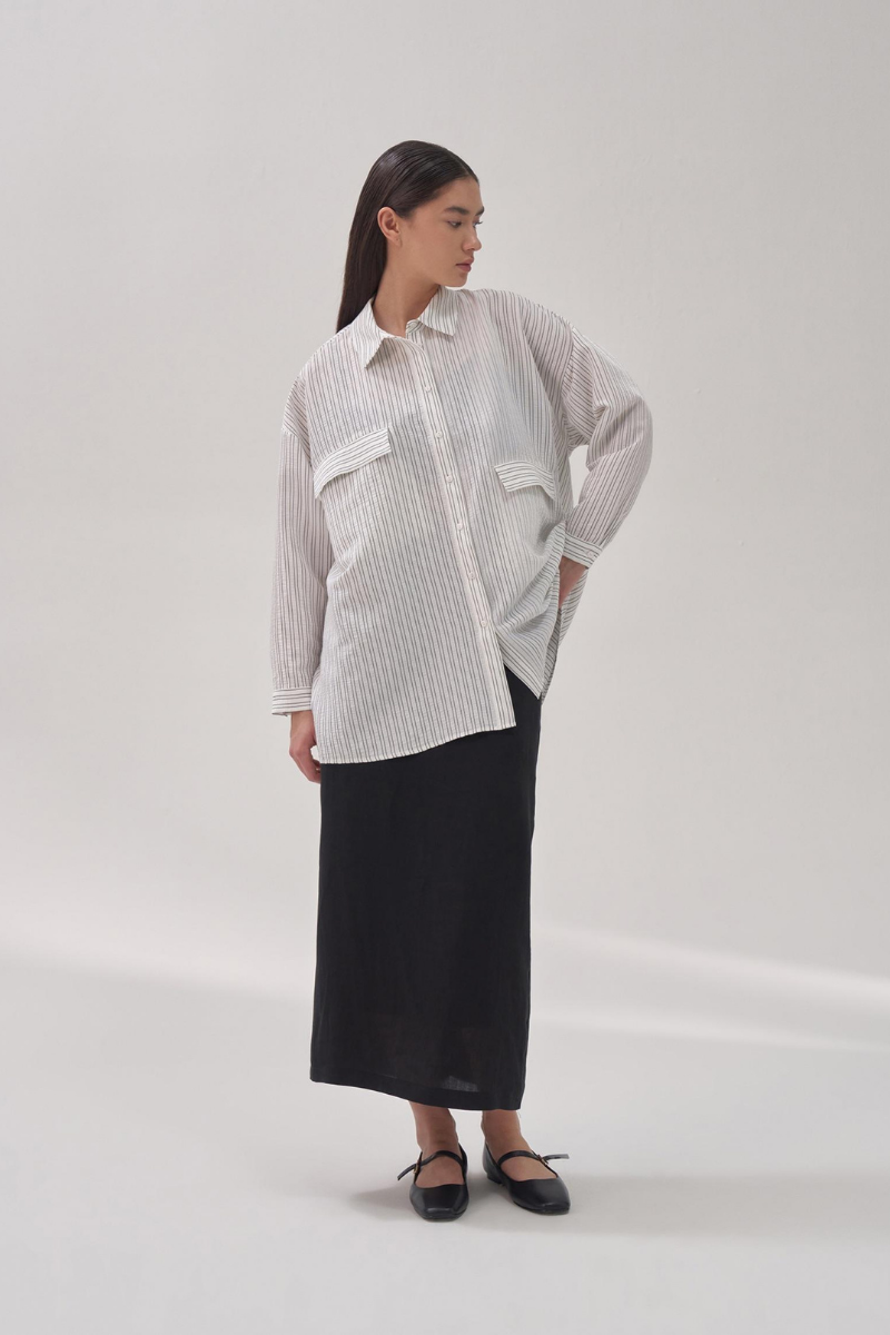 QOOQ Luvya Gömlek Çizgili 24SS212