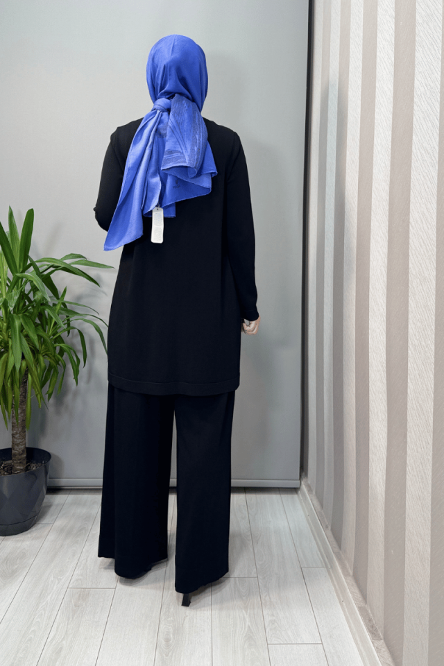 MissDalida Kruvaze Kesim Cupro Triko Tunik Siyah T25Y-6022