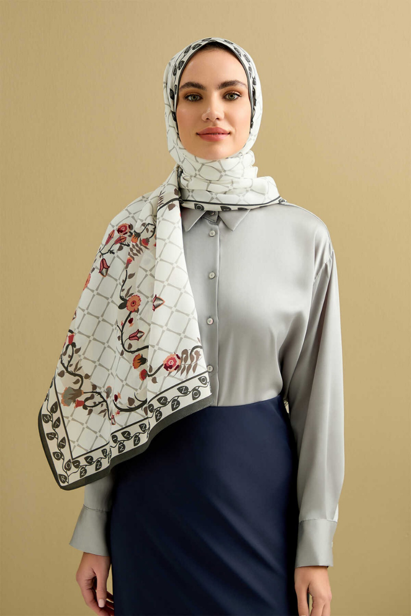 Imannoor Ivy Noor White Floss Viscose Shawl 70x200