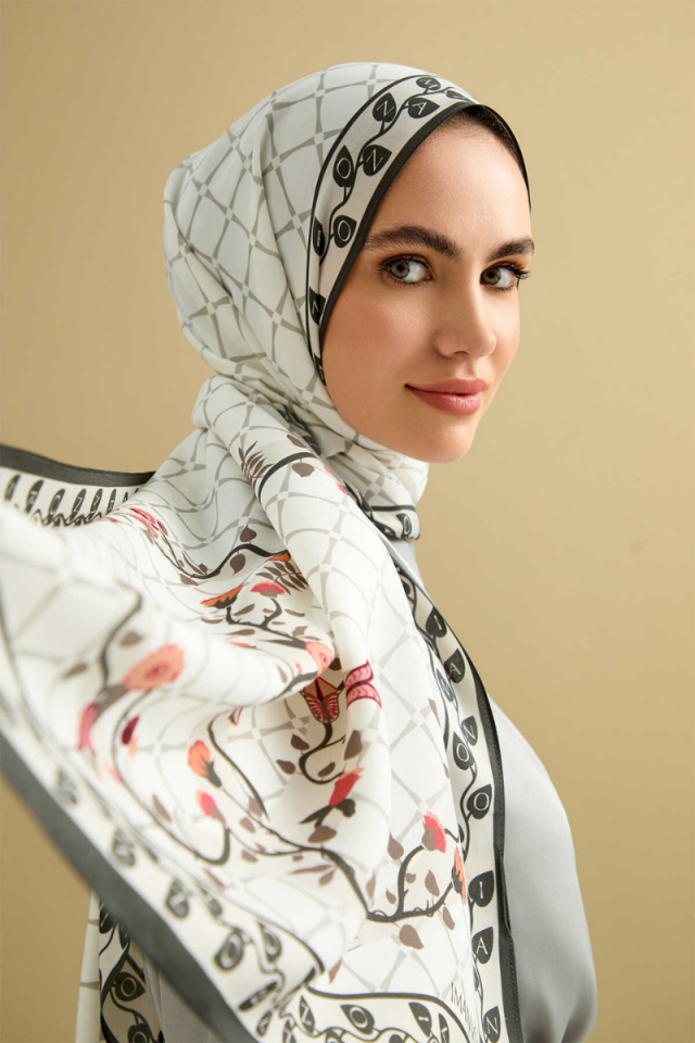 Imannoor Ivy Noor White Floss Viscose Shawl 70x200