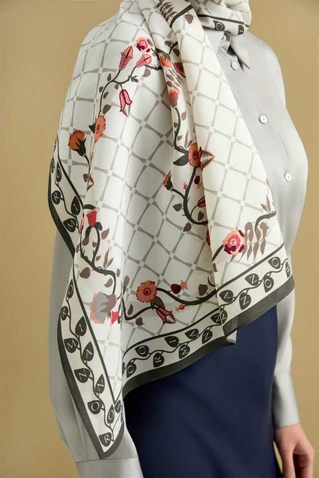 Imannoor Ivy Noor White Floss Viscose Shawl 70x200