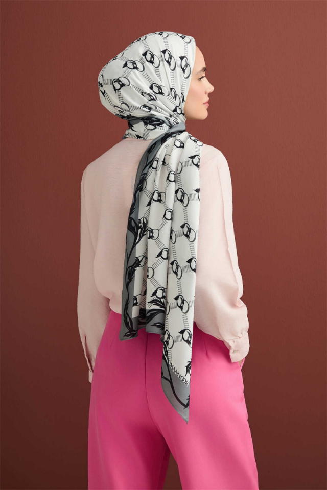 İmannoor Yaprak Noor Beyaz Modal Viskon Şal 70x200