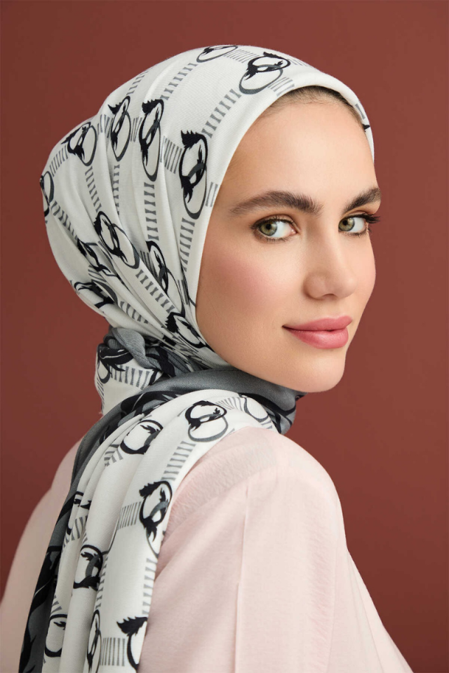 İmannoor Yaprak Noor Beyaz Modal Viskon Şal 70x200