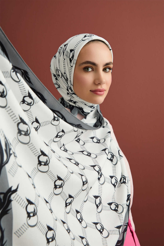 İmannoor Yaprak Noor Beyaz Modal Viskon Şal 70x200