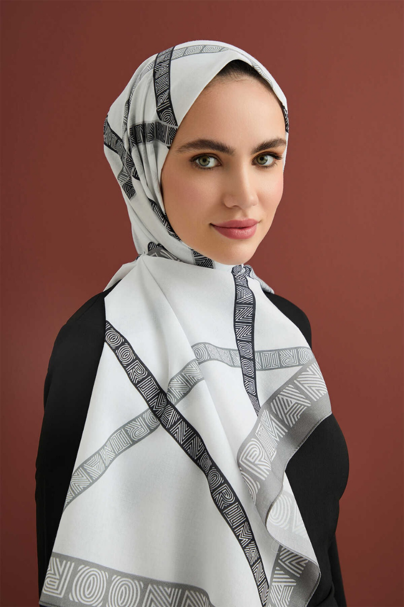 İmannoor Paket Beyaz Floş Viskon Şal 70x210