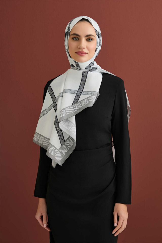 İmannoor Paket Beyaz Floş Viskon Şal 70x210
