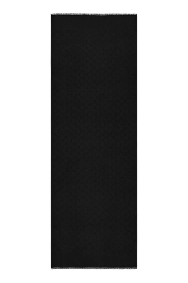 İmannoor Noor Petek Siyah Jakarlı İpek Şal 70x200
