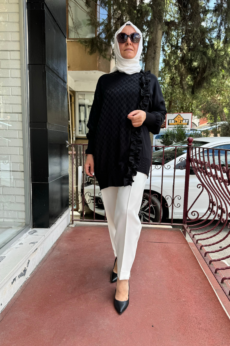 Ghisa Triko Detaylı Tunik Siyah 4YÖRTNK4614