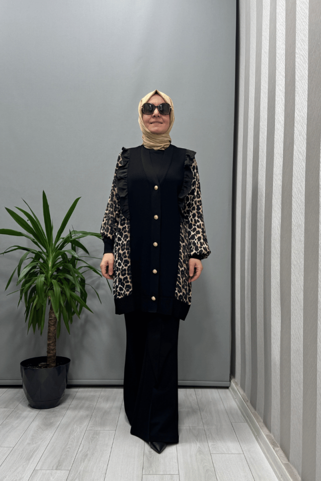Ghisa Hırka Siyah Leopar 25YÖRHRK3095