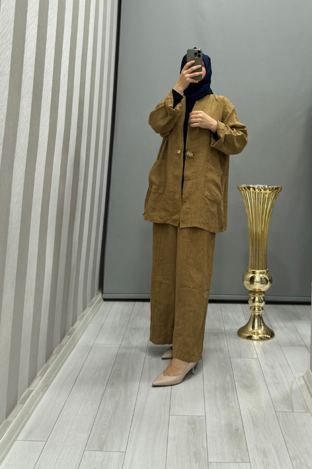 Ghisa Jacket Trouser Set Brown 4YGSTKM3767