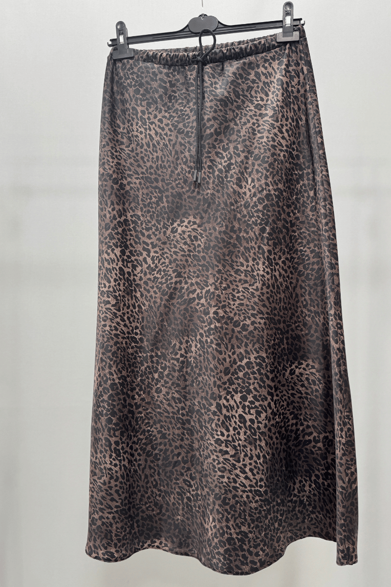 Sentez Leopar Saten Kiloş Etek 5451