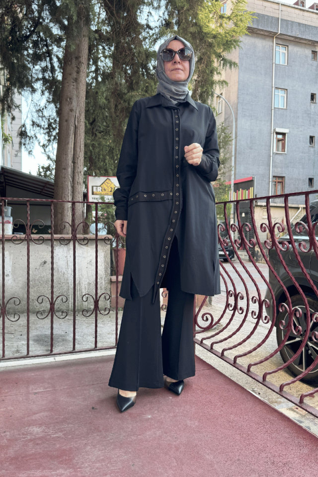 MissWhence Çıtçıtlı Gömlek Kap Siyah 36412