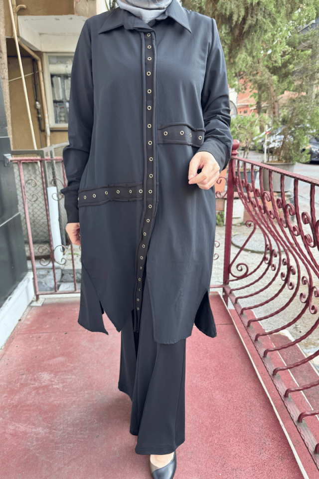 MissWhence Çıtçıtlı Gömlek Kap Siyah 36412