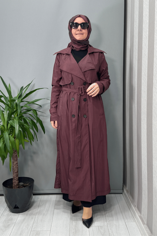 Almarwah Paraşüt Kumaş Trenç Kap Bordo 404933