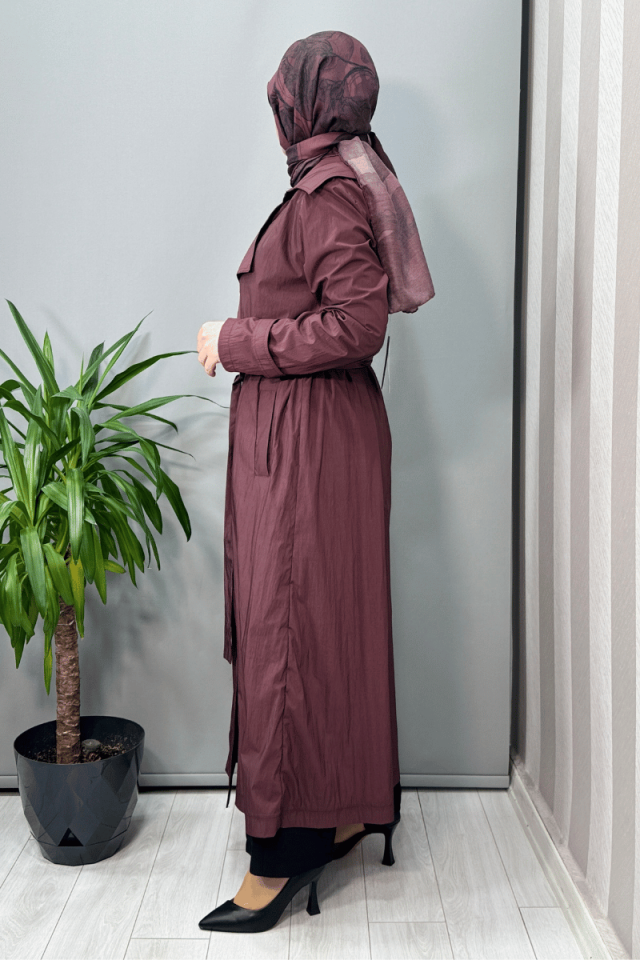 Almarwah Paraşüt Kumaş Trenç Kap Bordo 404933