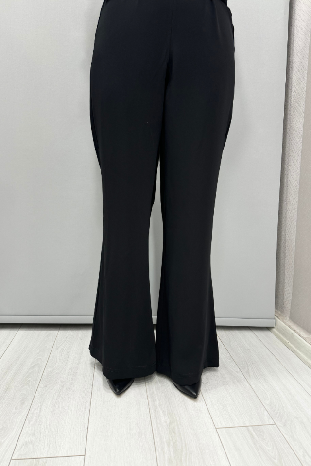 MissWhence Wide Leg Crepe Trousers Black 35130