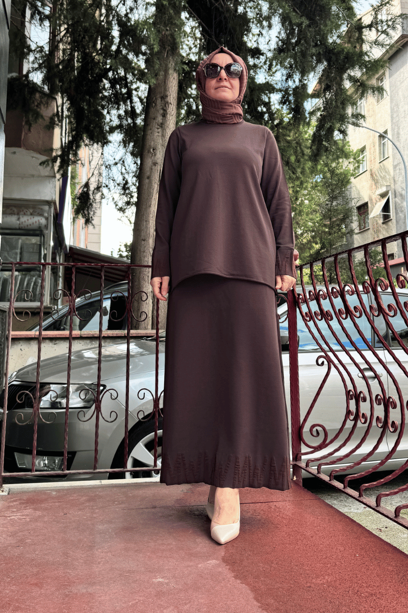 MissWhence Triko Takım Kahve Miss240-2409
